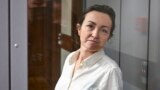 TOPSHOT - Alsu Kurmasheva, a US-Russian journalist for Radio Free Europe/Radio Liberty (RFE/RL) who was arrested last year for failing to register as a "foreign agent", attends a hearing on the extention of her pre-trial detention, at the Sovetski court i